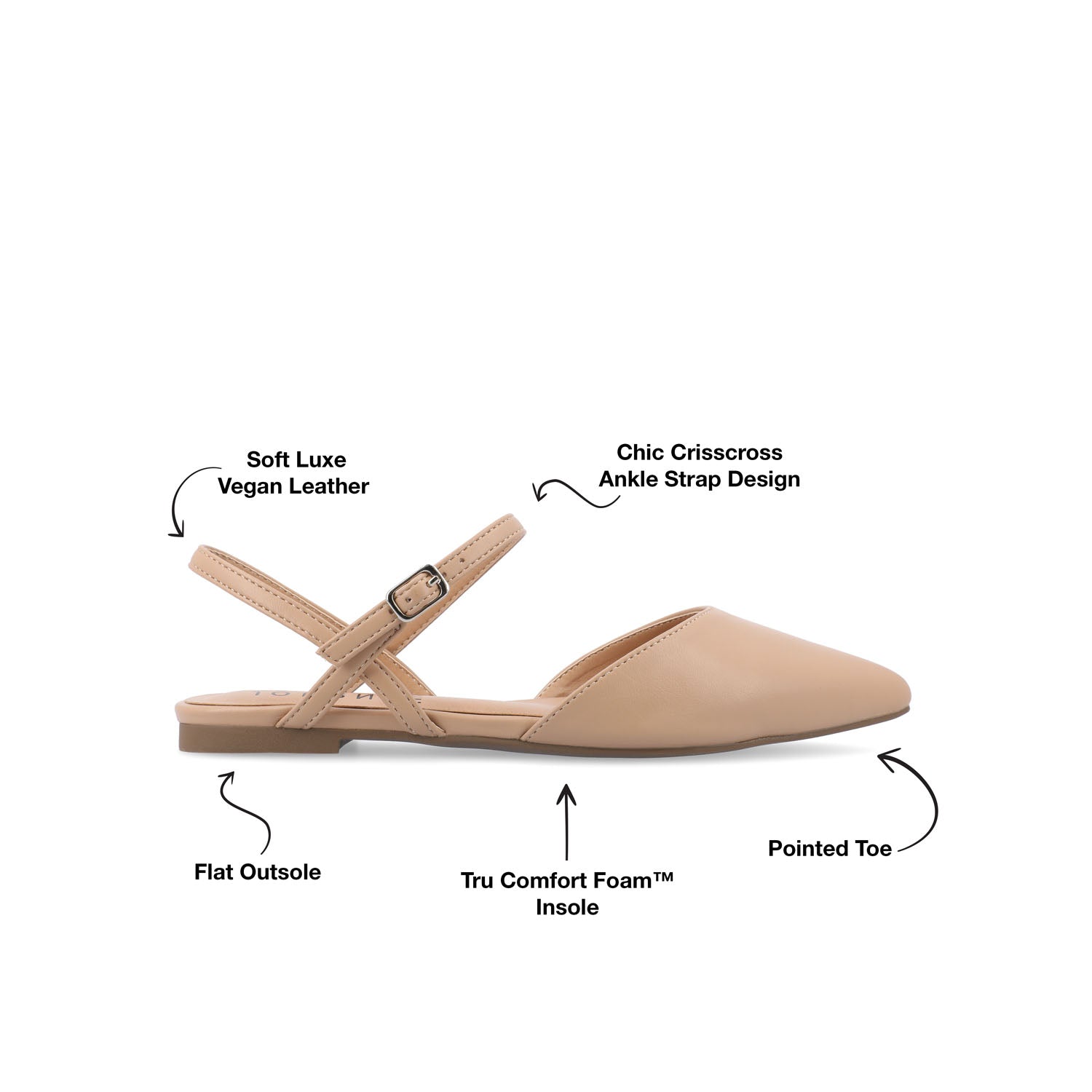 Journee MARTINE SLINGBACK FLATS IN COOL SHADES - Almond