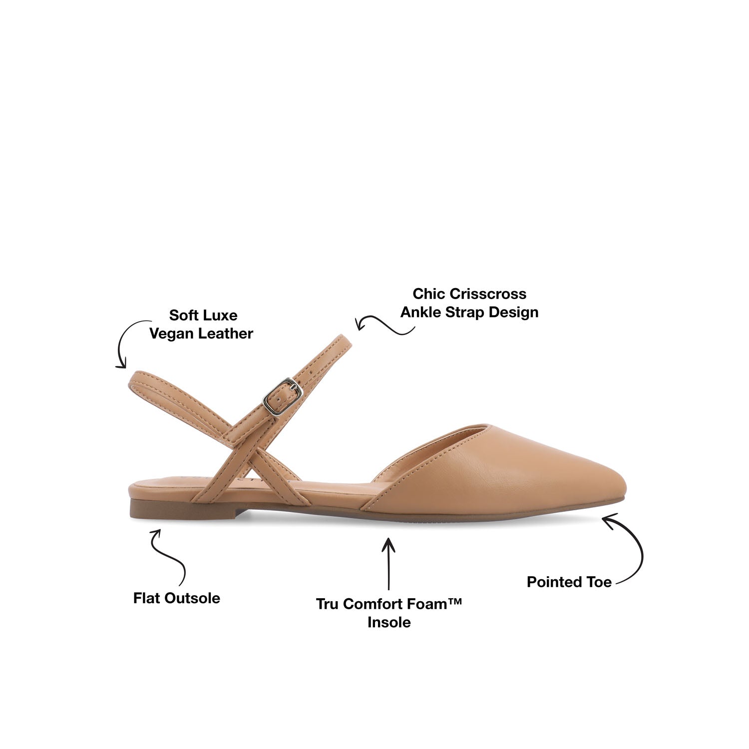 Journee MARTINE SLINGBACK FLATS IN WARM SHADES - Caramel