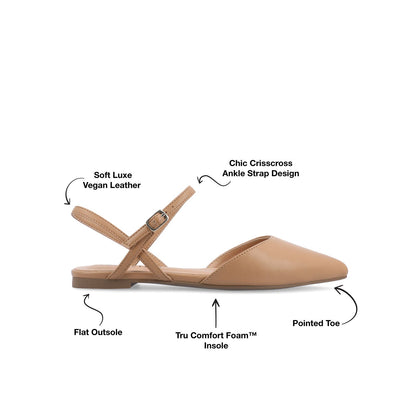 Journee MARTINE SLINGBACK FLATS IN WARM SHADES - Caramel
