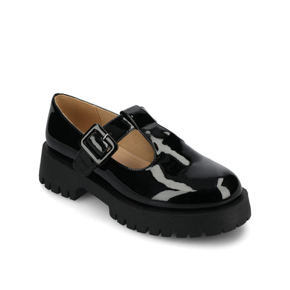 Journee SUVI MARY JANE FLATS IN VEGAN LEATHER - Black Patent