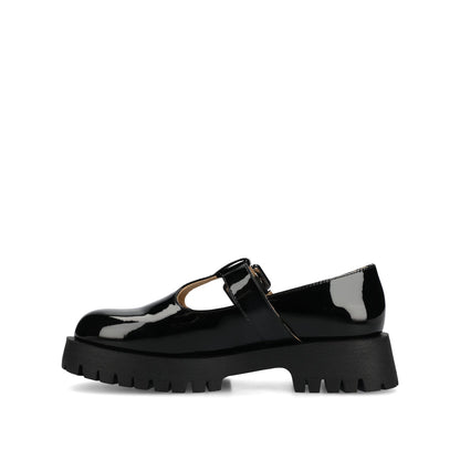 Journee SUVI MARY JANE FLATS IN VEGAN LEATHER - Black Patent