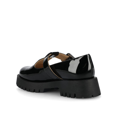 Journee SUVI MARY JANE FLATS IN VEGAN LEATHER - Black Patent