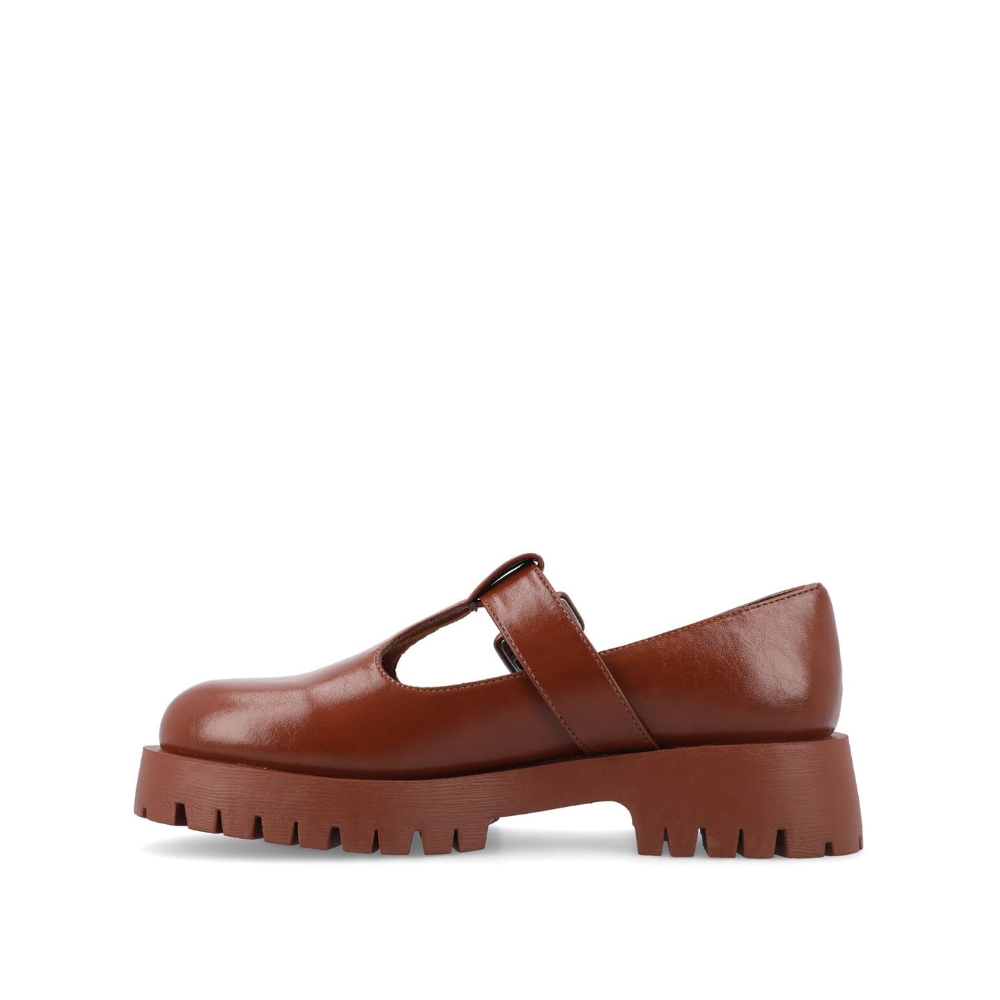 Journee SUVI MARY JANE FLATS IN VEGAN LEATHER - Brown
