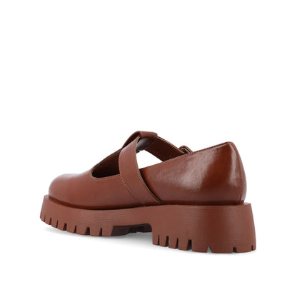 Journee SUVI MARY JANE FLATS IN VEGAN LEATHER - Brown