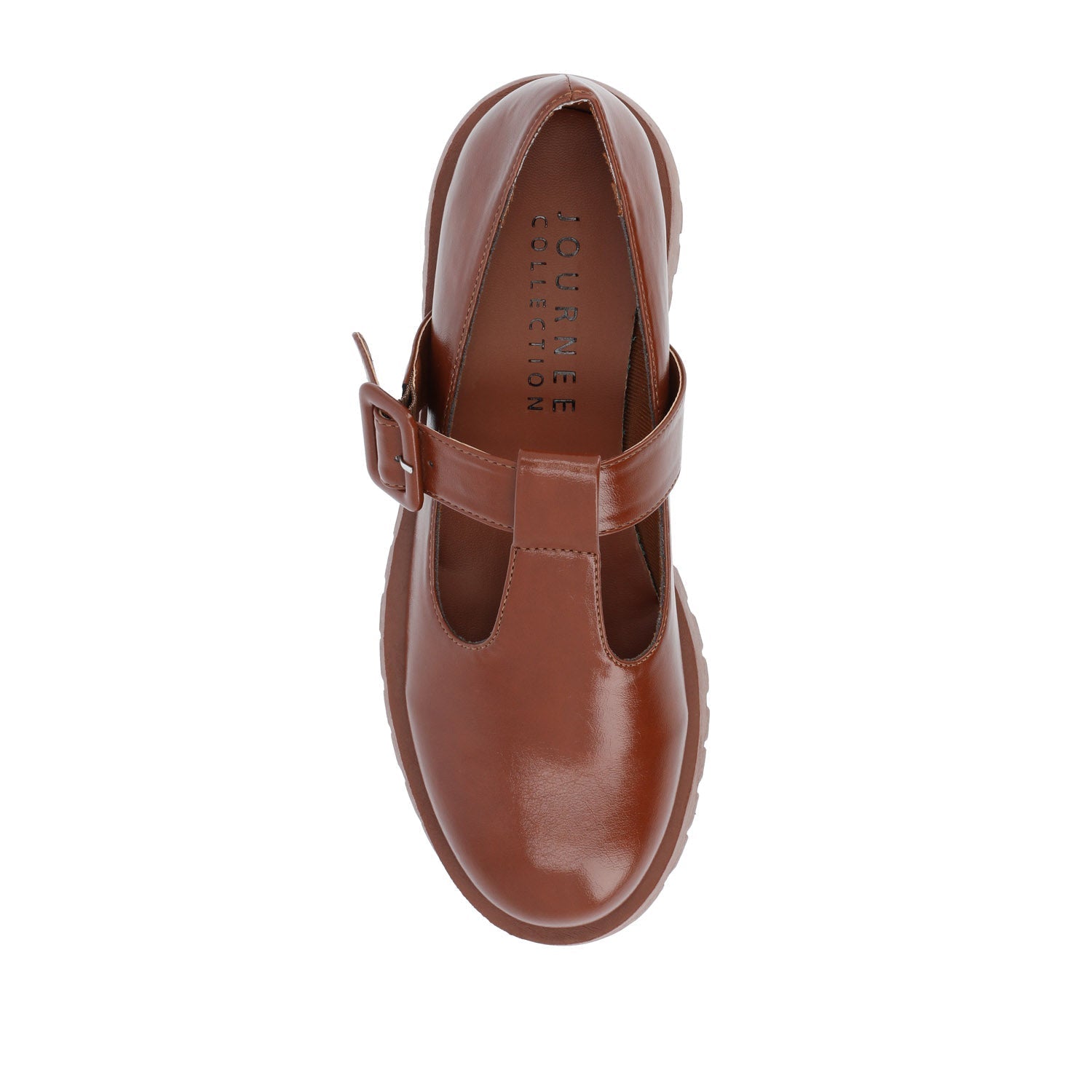 Journee SUVI MARY JANE FLATS IN VEGAN LEATHER - Brown
