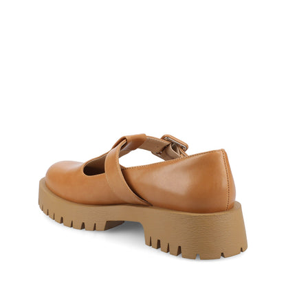 Journee SUVI MARY JANE FLATS IN VEGAN LEATHER - Tan