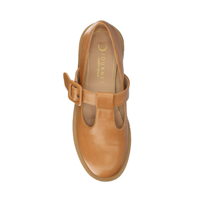 Journee SUVI MARY JANE FLATS IN VEGAN LEATHER - Tan