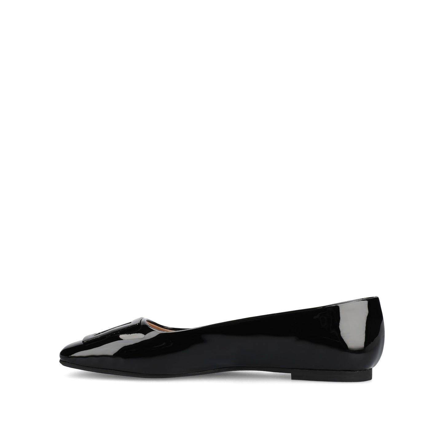Journee ZIMIA SQUARE TOE FLATS IN VEGAN LEATHER - Patent/Black
