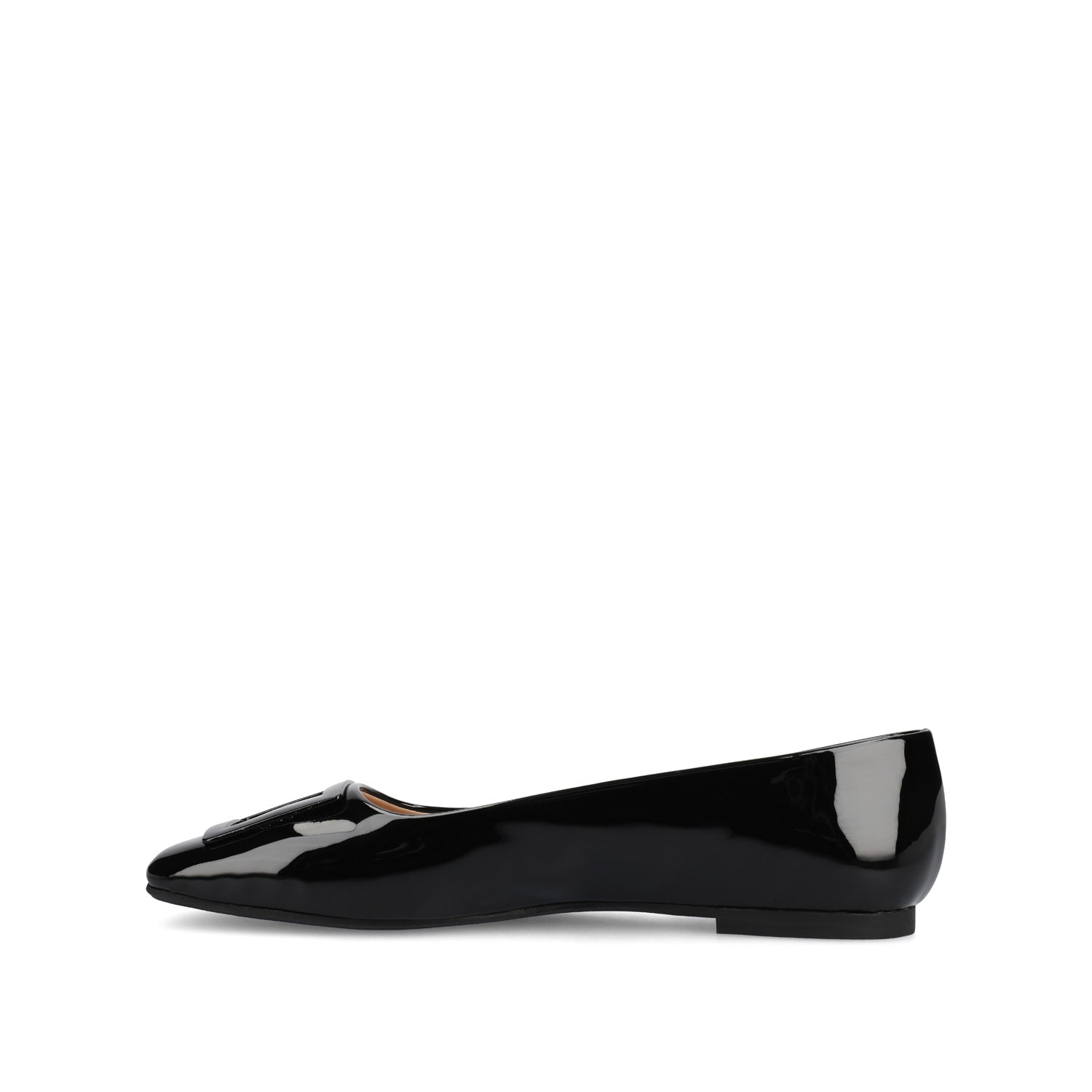 Journee ZIMIA SQUARE TOE FLATS IN VEGAN LEATHER - Patent/Black