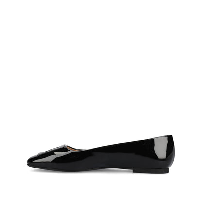 Journee ZIMIA SQUARE TOE FLATS IN VEGAN LEATHER - Patent/Black