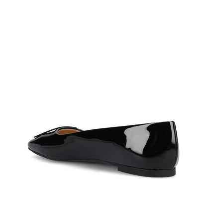 Journee ZIMIA SQUARE TOE FLATS IN VEGAN LEATHER - Patent/Black