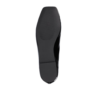 Journee ZIMIA SQUARE TOE FLATS IN VEGAN LEATHER - Patent/Black