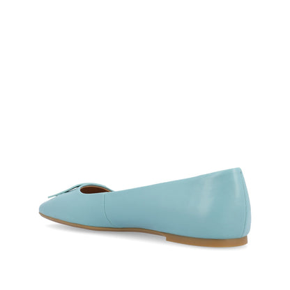 Journee ZIMIA SQUARE TOE FLATS IN VEGAN LEATHER - Aqua