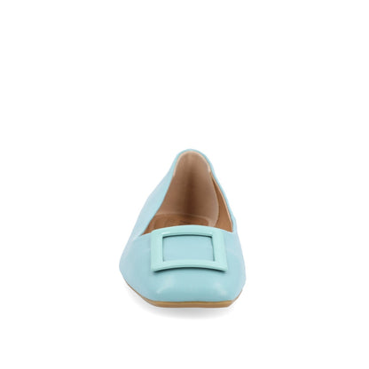 Journee ZIMIA SQUARE TOE FLATS IN VEGAN LEATHER - Aqua