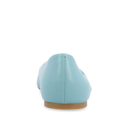 Journee ZIMIA SQUARE TOE FLATS IN VEGAN LEATHER - Aqua