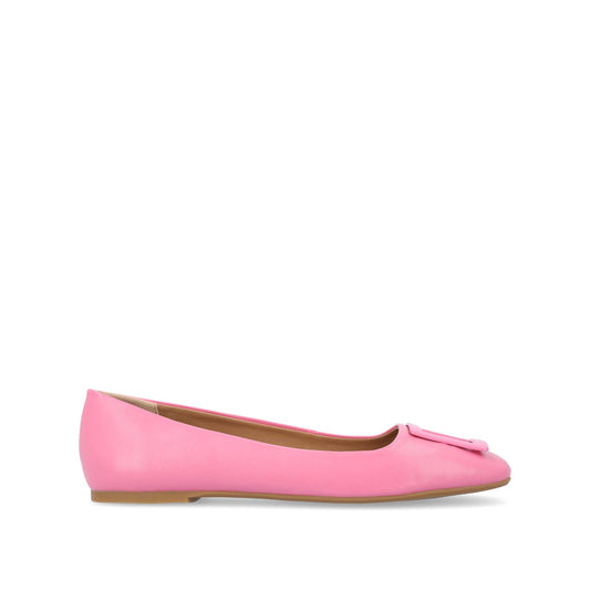 Journee ZIMIA SQUARE TOE FLATS IN VEGAN LEATHER - Pink