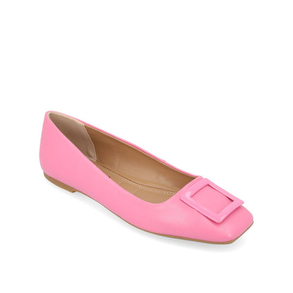 Journee ZIMIA SQUARE TOE FLATS IN VEGAN LEATHER - Pink