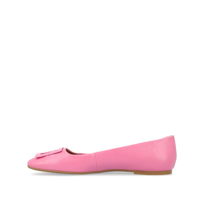 Journee ZIMIA SQUARE TOE FLATS IN VEGAN LEATHER - Pink