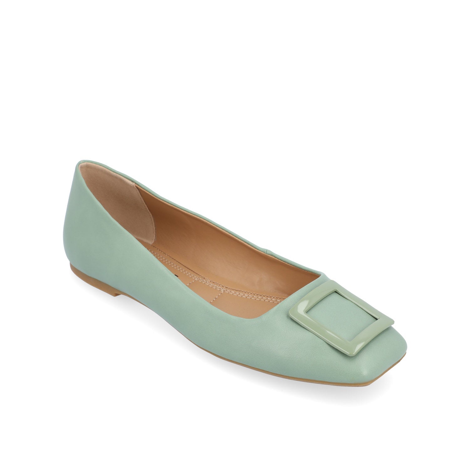 Journee ZIMIA SQUARE TOE FLATS IN VEGAN LEATHER - Sage