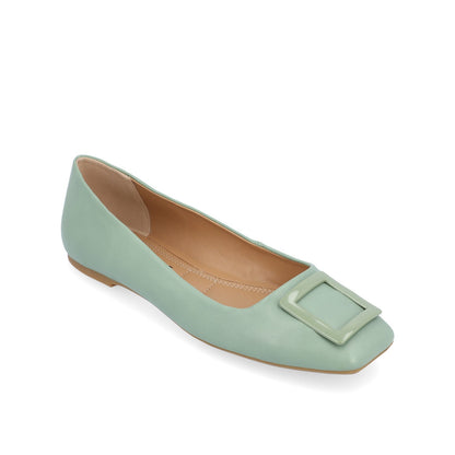 Journee ZIMIA SQUARE TOE FLATS IN VEGAN LEATHER - Sage