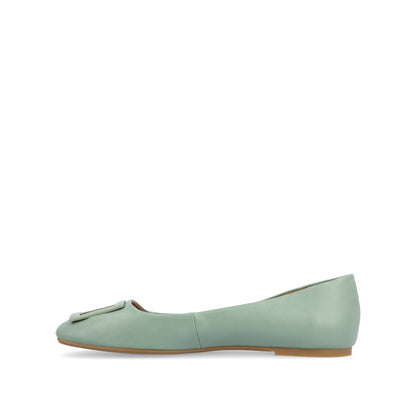 Journee ZIMIA SQUARE TOE FLATS IN VEGAN LEATHER - Sage