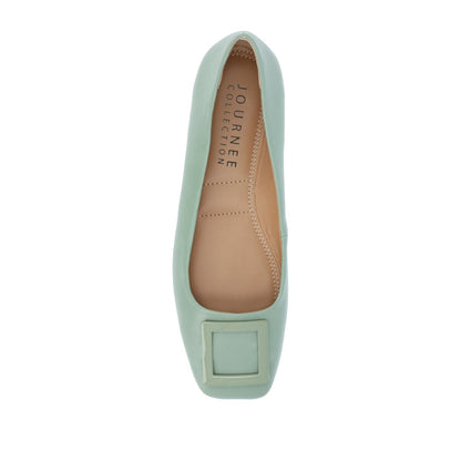 Journee ZIMIA SQUARE TOE FLATS IN VEGAN LEATHER - Sage