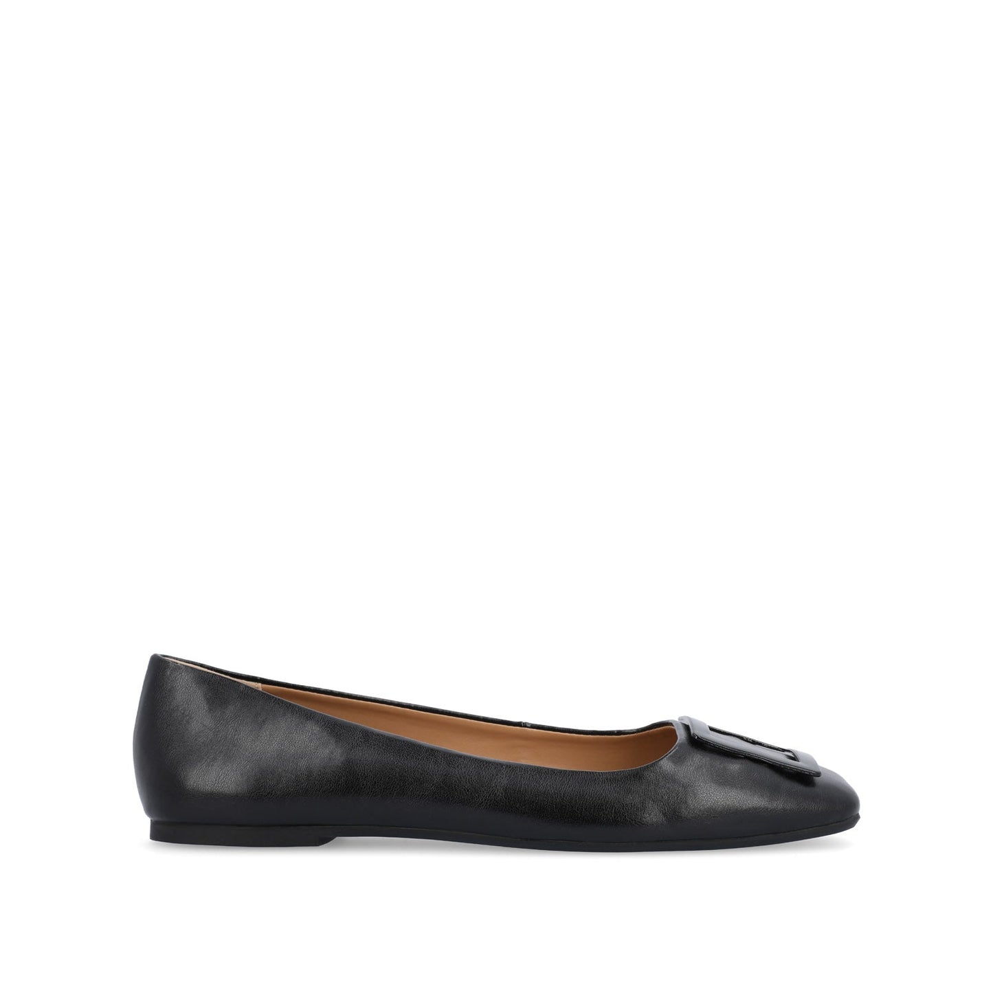 Journee ZIMIA SQUARE TOE FLATS IN VEGAN LEATHER - Black