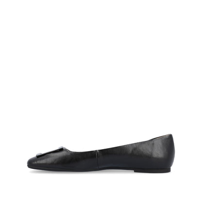 Journee ZIMIA SQUARE TOE FLATS IN VEGAN LEATHER - Black