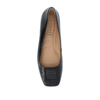 Journee ZIMIA SQUARE TOE FLATS IN VEGAN LEATHER - Black