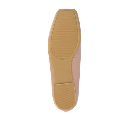 Journee ZIMIA SQUARE TOE FLATS IN VEGAN LEATHER - Tan