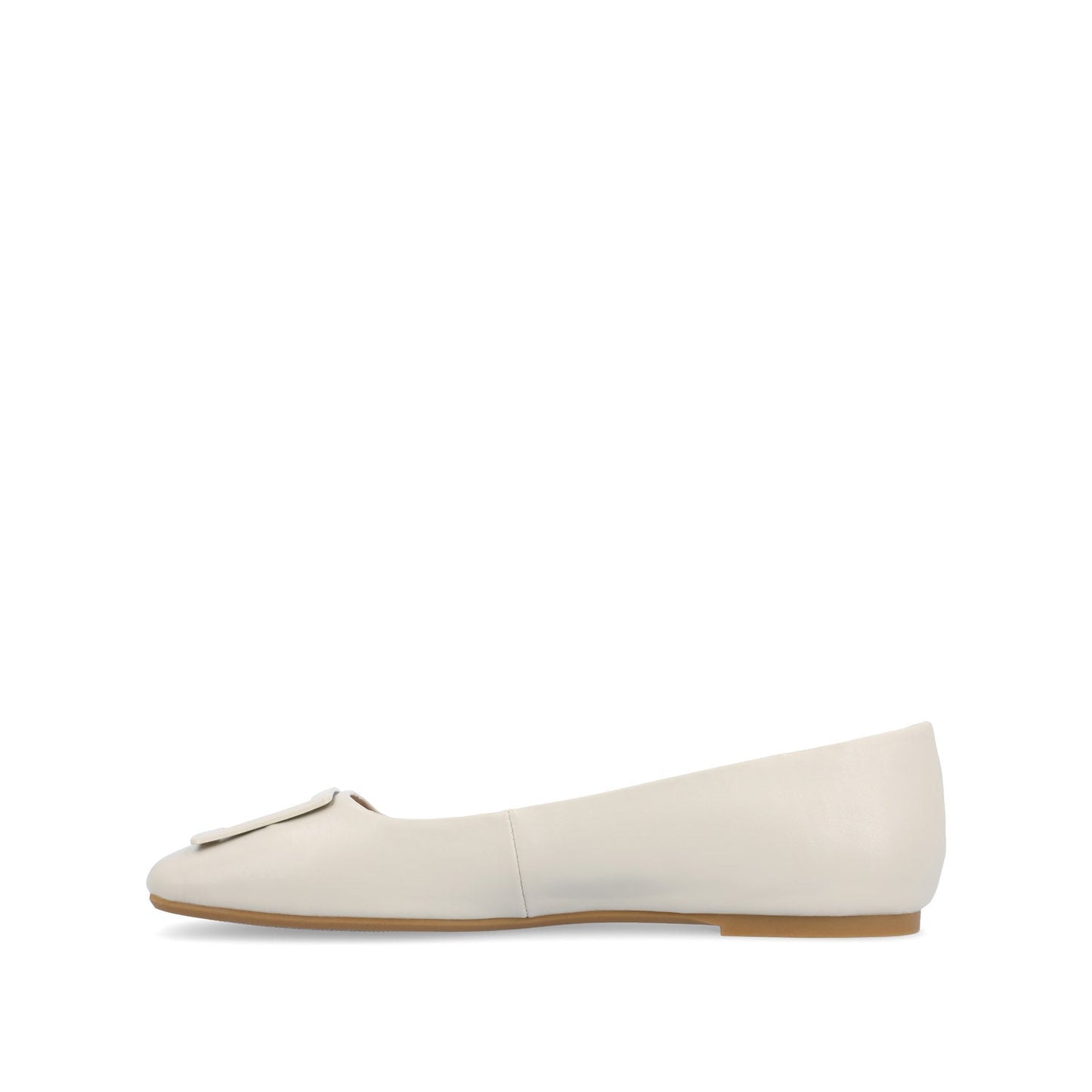Journee ZIMIA SQUARE TOE FLATS IN VEGAN LEATHER - Beige