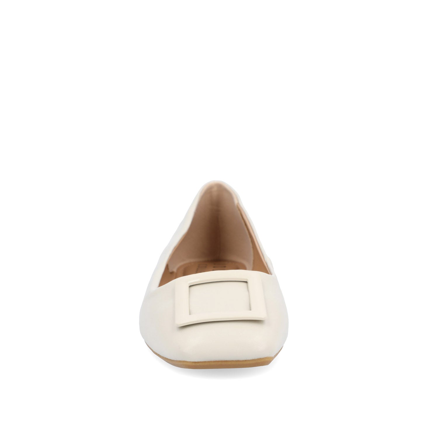 Journee ZIMIA SQUARE TOE FLATS IN VEGAN LEATHER - Beige