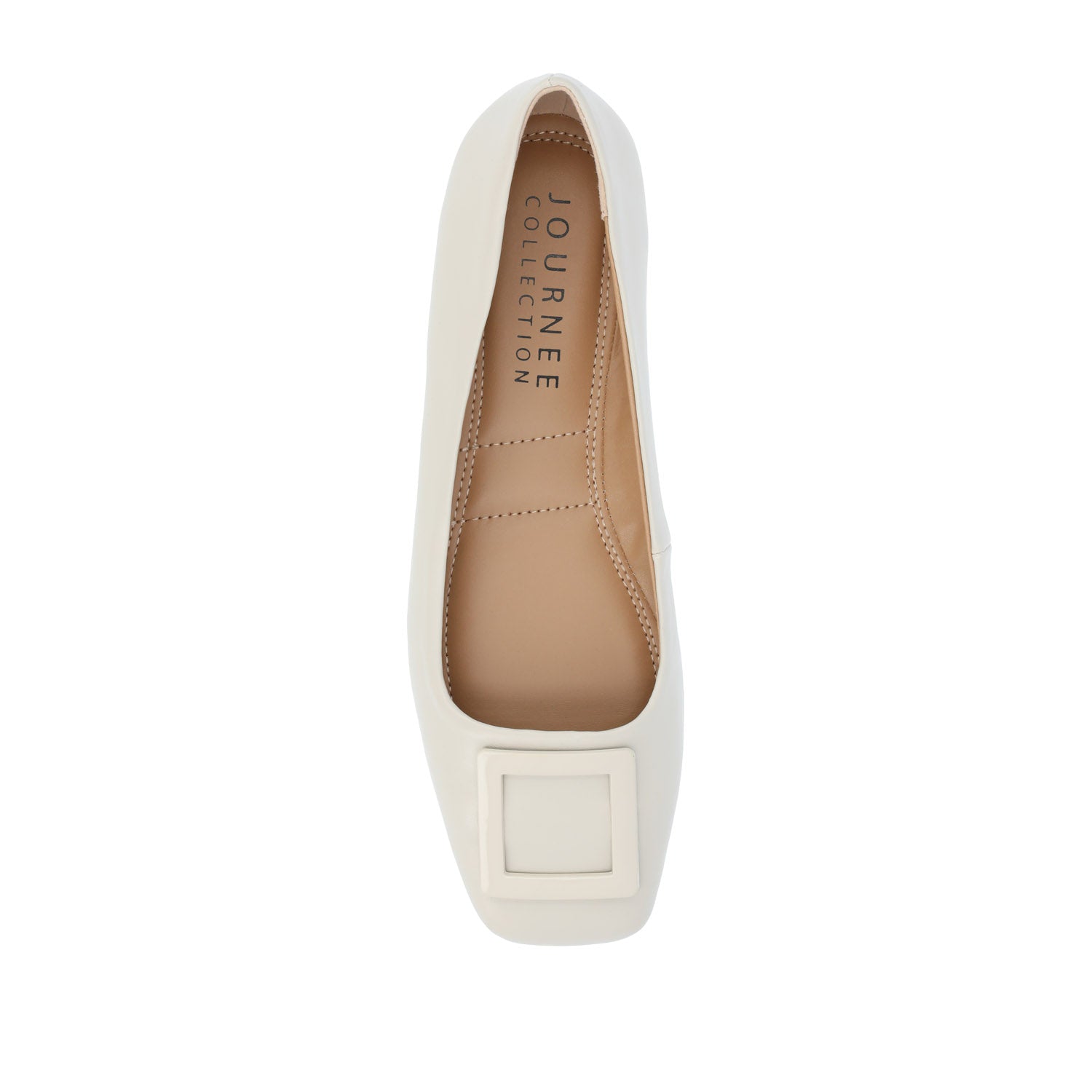 Journee ZIMIA SQUARE TOE FLATS IN VEGAN LEATHER - Beige