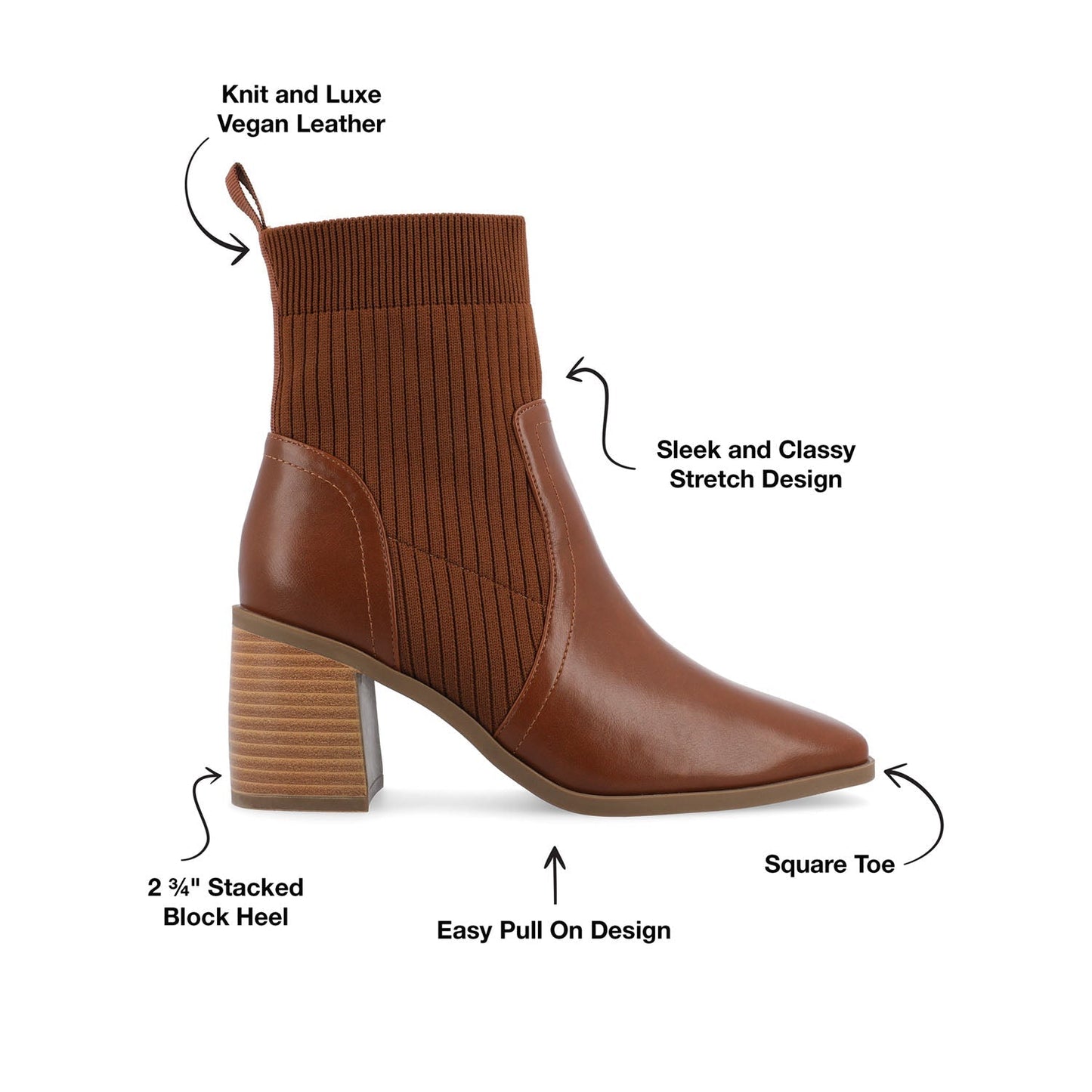 Journee HARLOWE CHELSEA BOOTIES IN WIDE - Brown