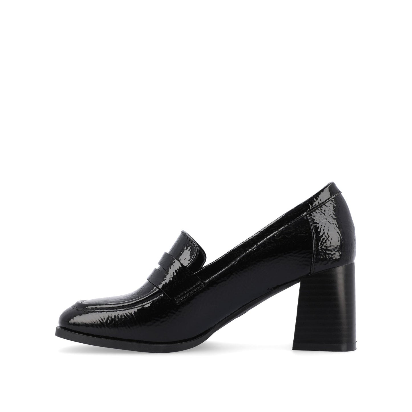 Journee MALLEAH BLOCK HEEL LOAFERS IN WIDE - Patent Black