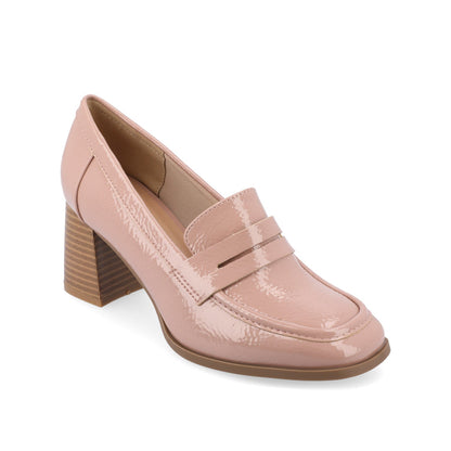 Journee MALLEAH BLOCK HEEL LOAFERS IN WIDE - Patent Pink