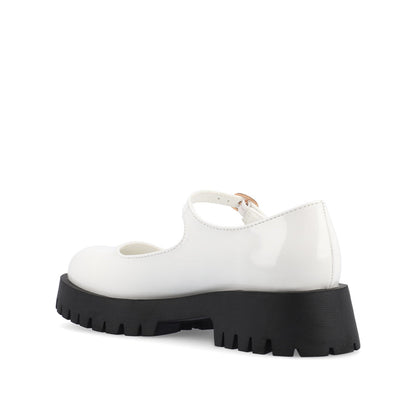 Journee KAMIE LUG SOLE MARY JANE FLATS IN WIDE - White Patent