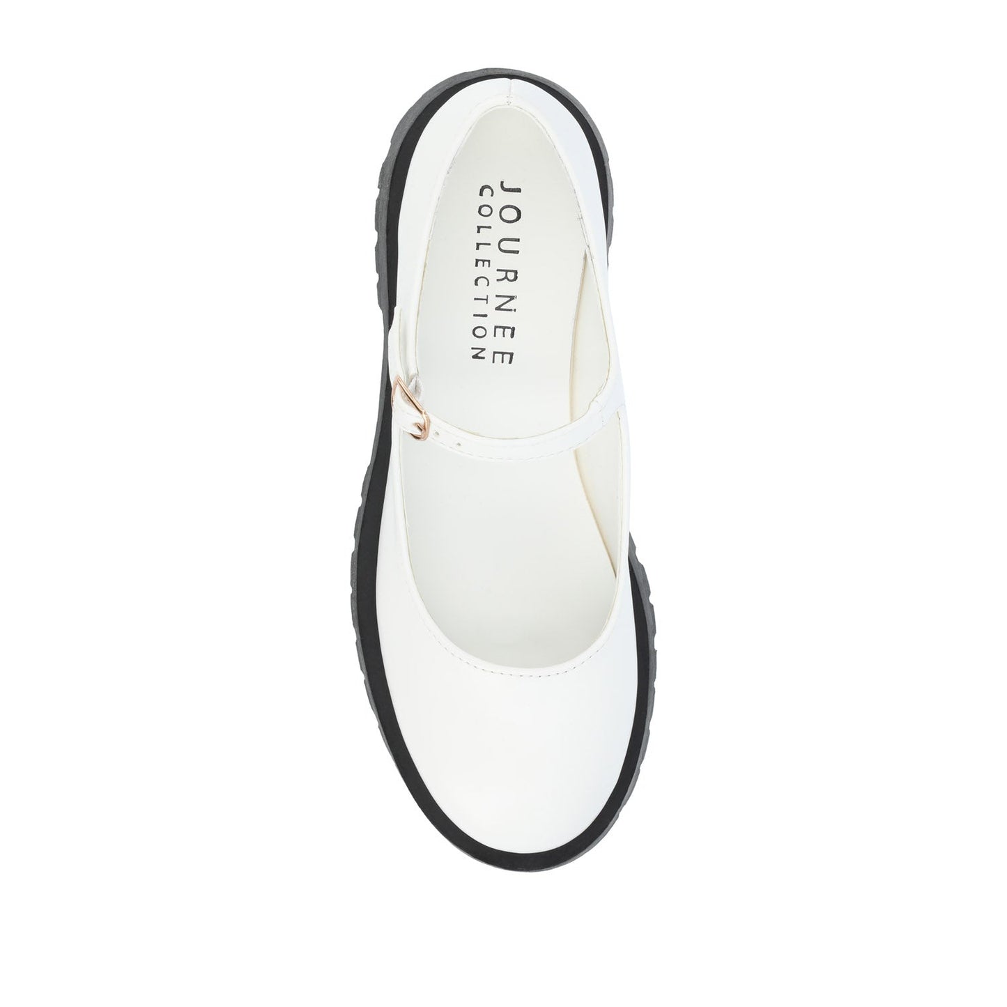 Journee KAMIE LUG SOLE MARY JANE FLATS IN WIDE - White PU