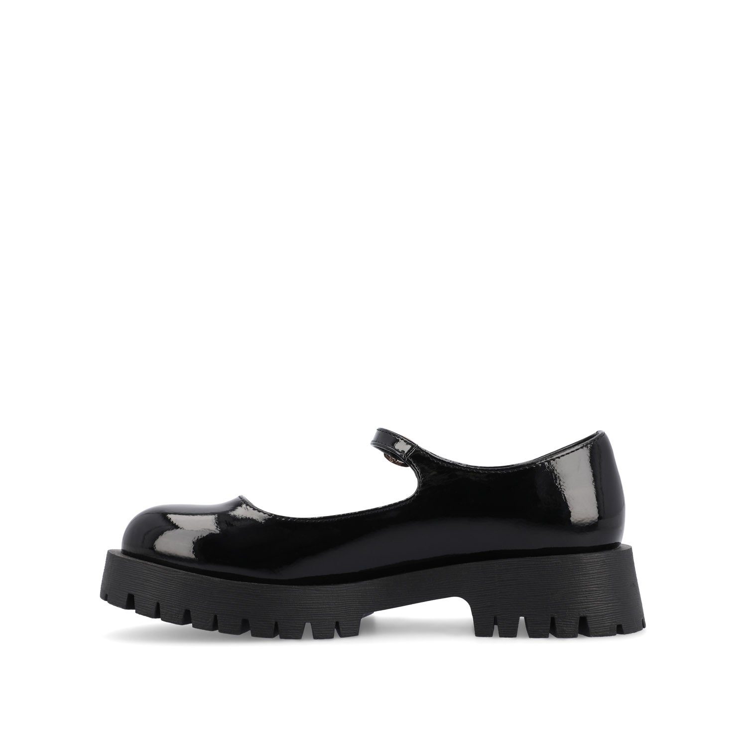 Journee KAMIE LUG SOLE MARY JANE FLATS IN WIDE - Black Patent