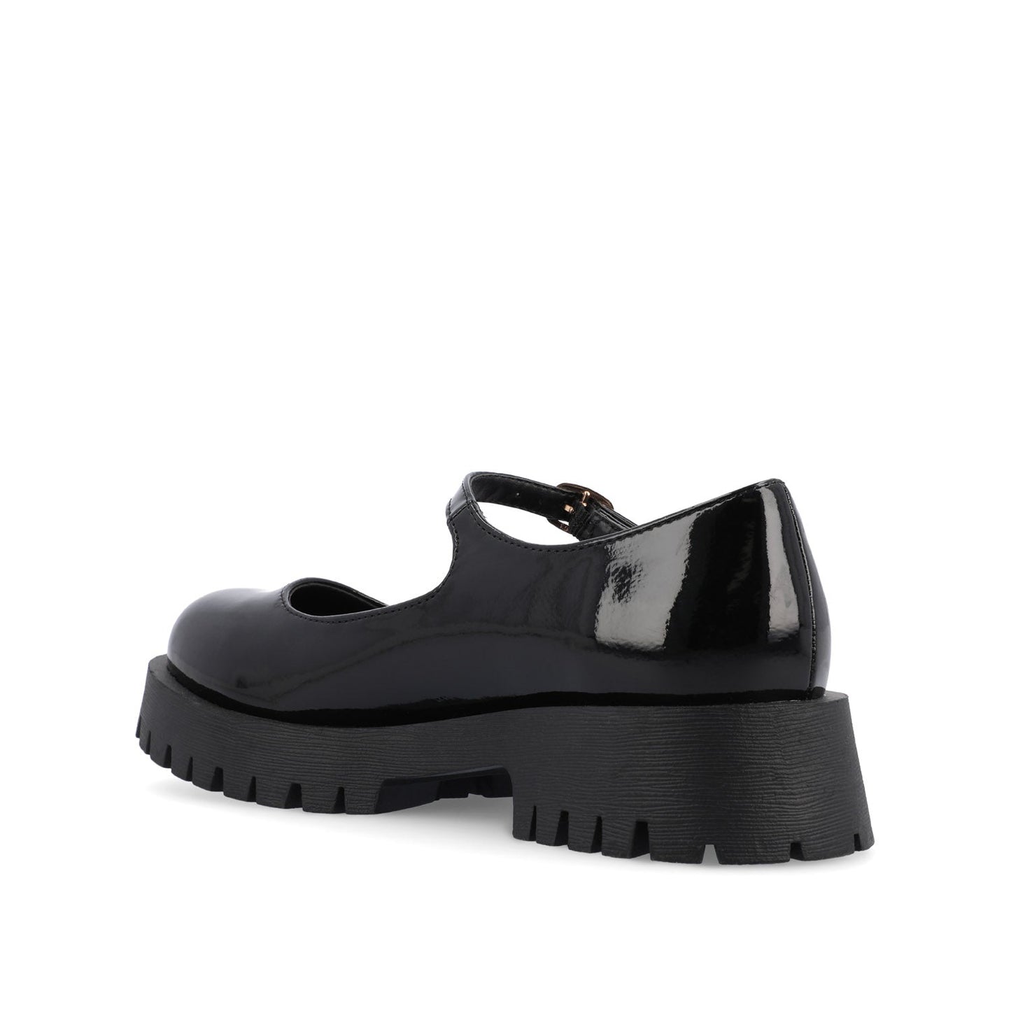 Journee KAMIE LUG SOLE MARY JANE FLATS IN WIDE - Black Patent