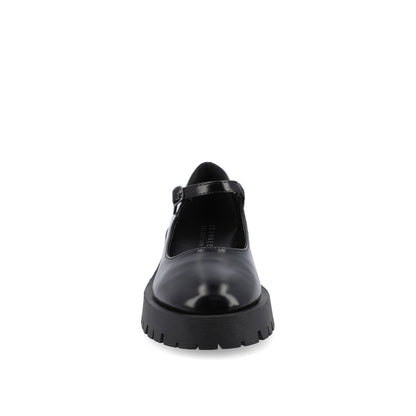 Journee KAMIE LUG SOLE MARY JANE FLATS IN WIDE - Black PU