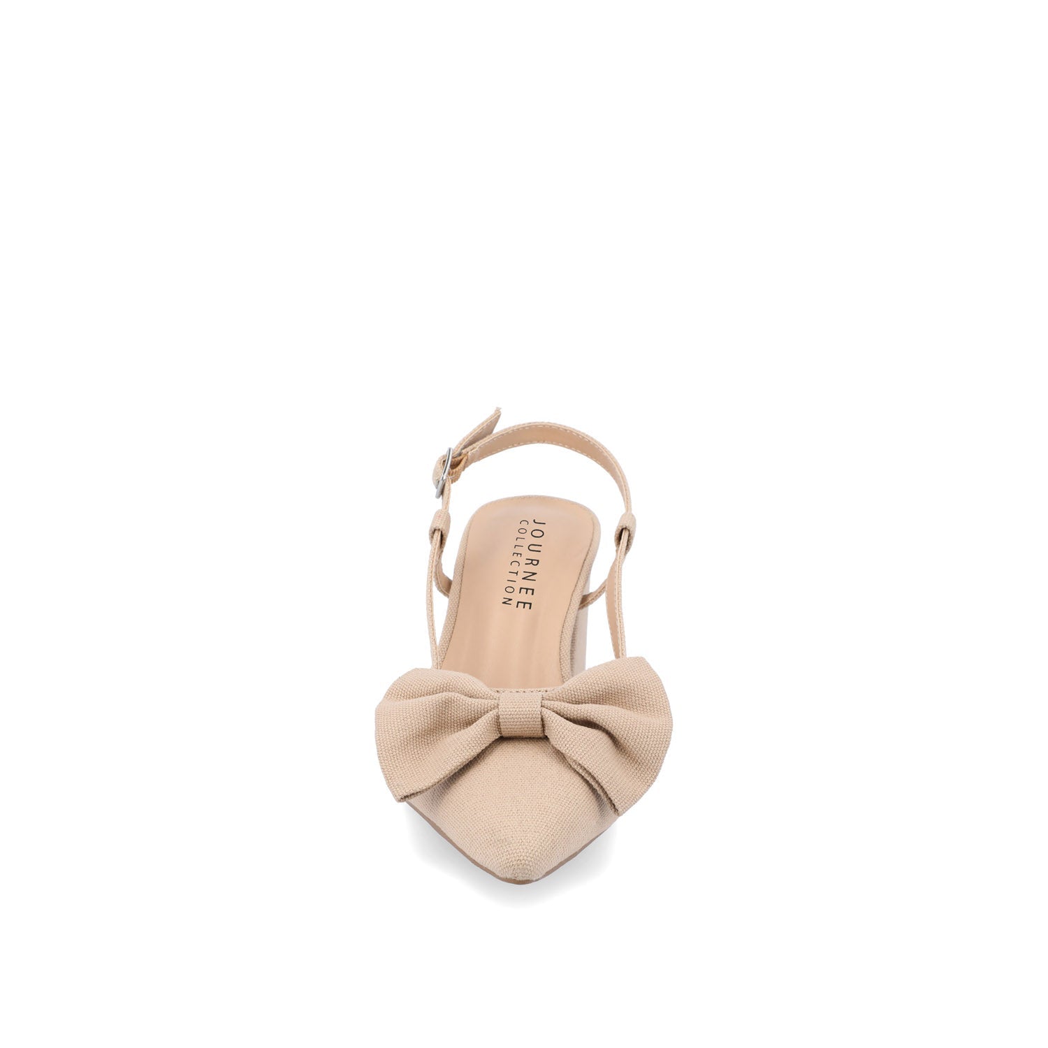 Journee TAILYNN BLOCK PUMP HEELS IN WIDE - Tan Beige Fabric