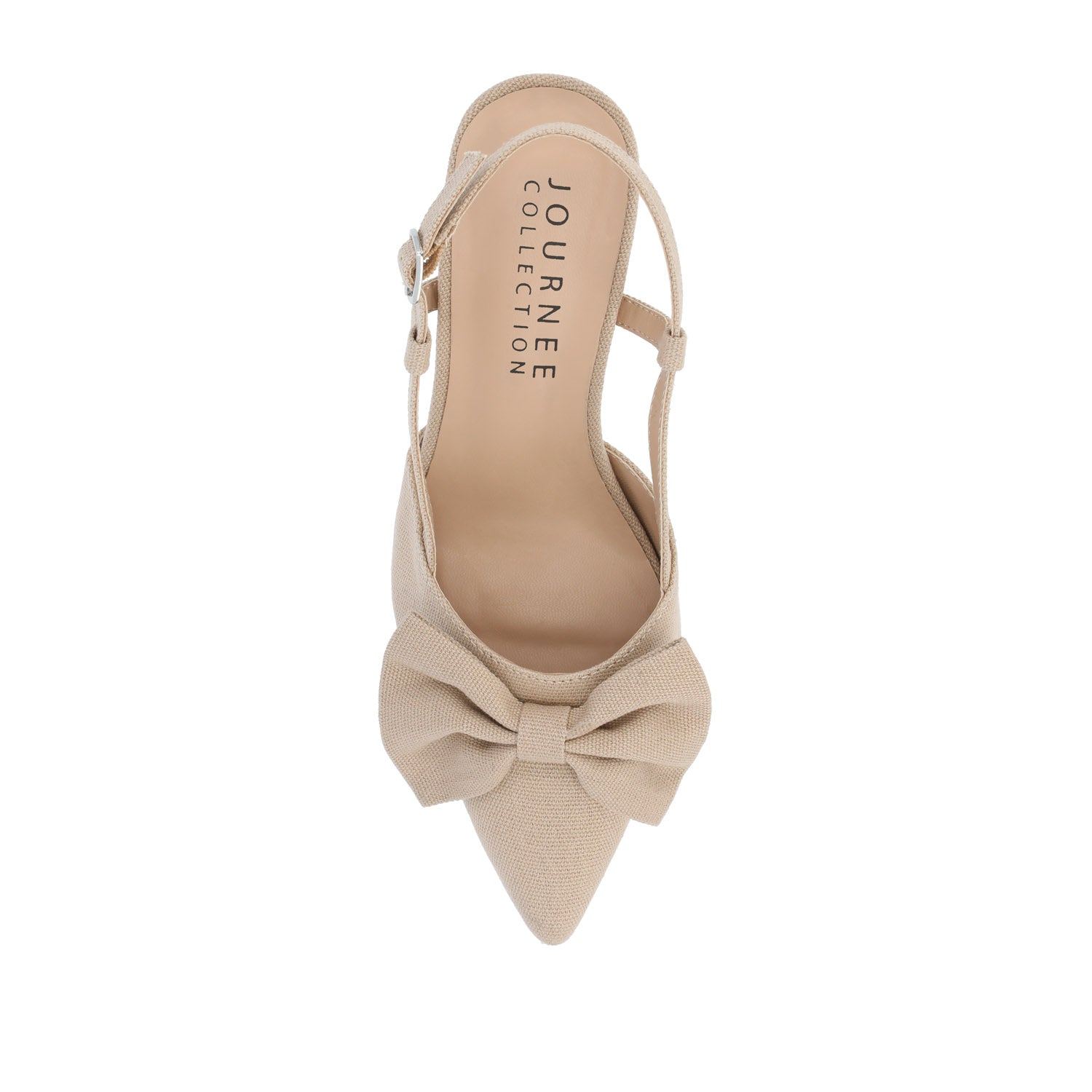Journee TAILYNN BLOCK PUMP HEELS IN WIDE - Tan Beige Fabric
