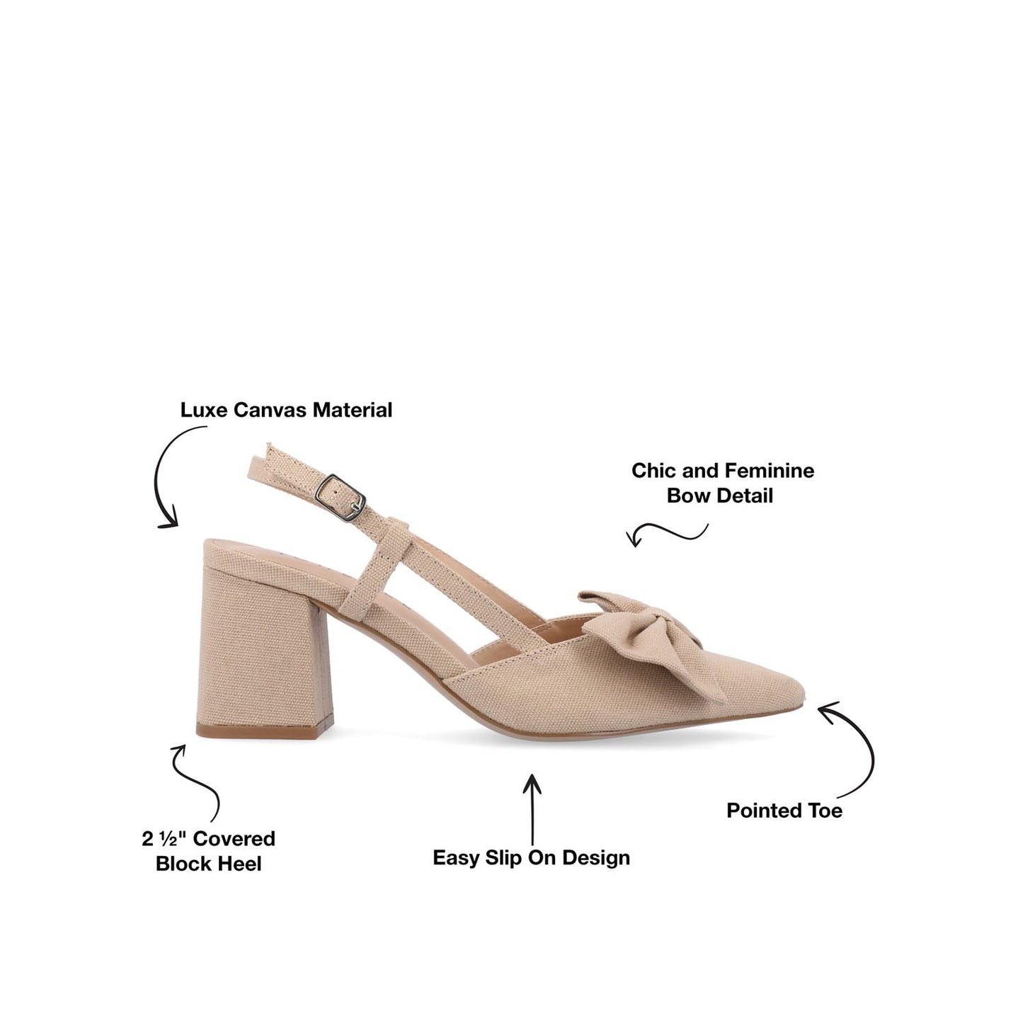 Journee TAILYNN BLOCK PUMP HEELS IN WIDE - Tan Beige Fabric