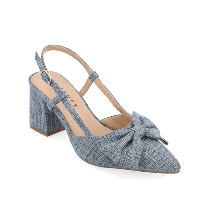 Journee TAILYNN BLOCK PUMP HEELS IN WIDE - Denim Blue Chambray