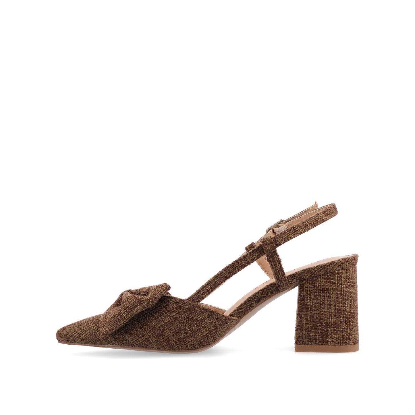 Journee TAILYNN BLOCK PUMP HEELS IN WIDE - Brown Linen