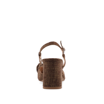 Journee TAILYNN BLOCK PUMP HEELS IN WIDE - Brown Linen