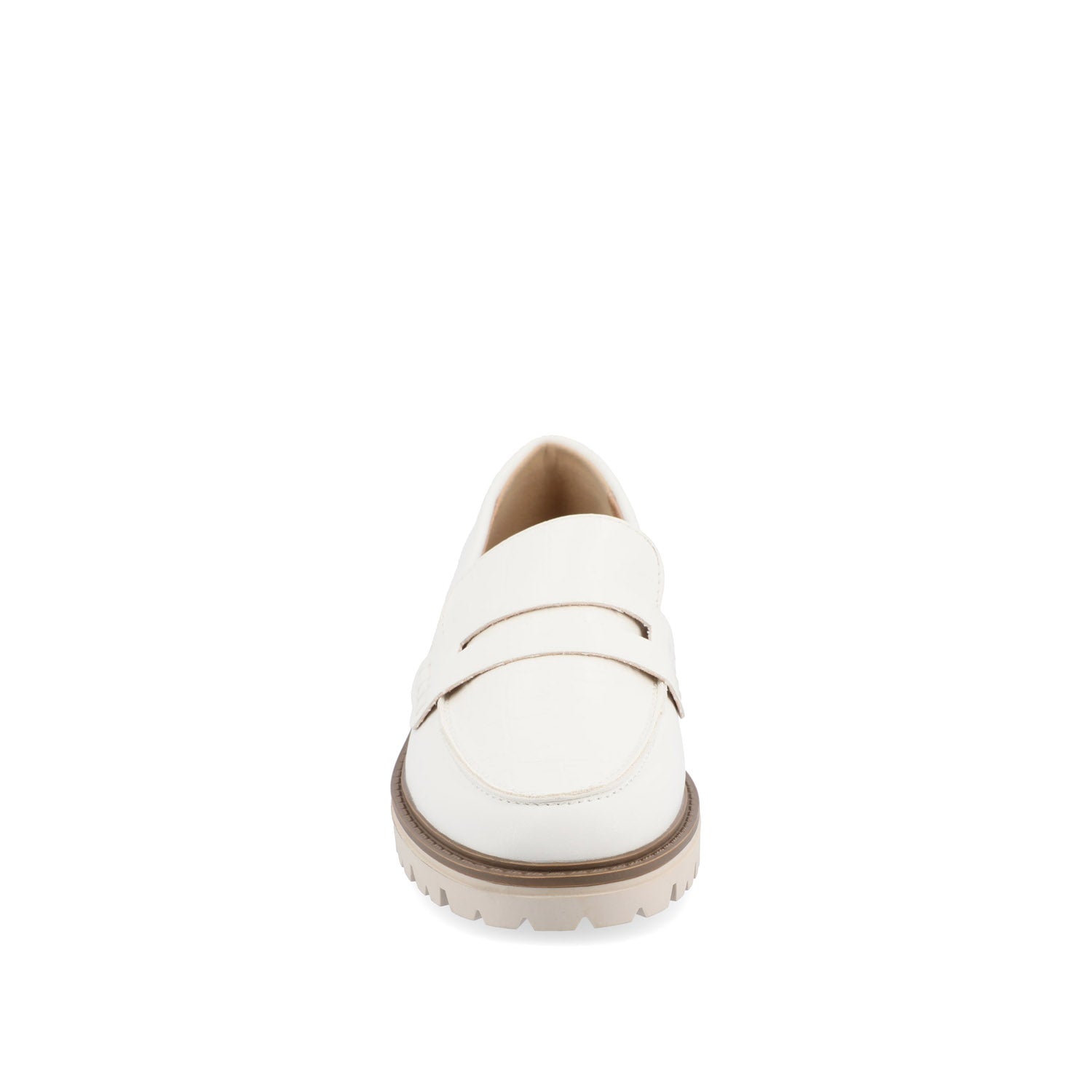 Journee KENLY VEGAN LEATHER LOAFER FLATS IN WIDE - White PU