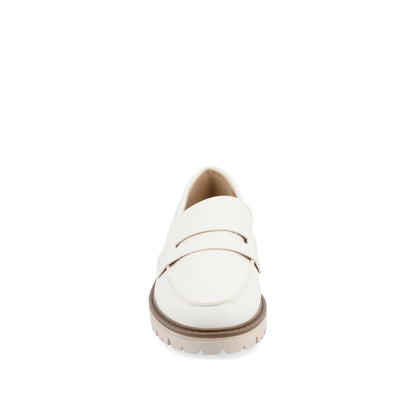 Journee KENLY VEGAN LEATHER LOAFER FLATS IN WIDE - White PU