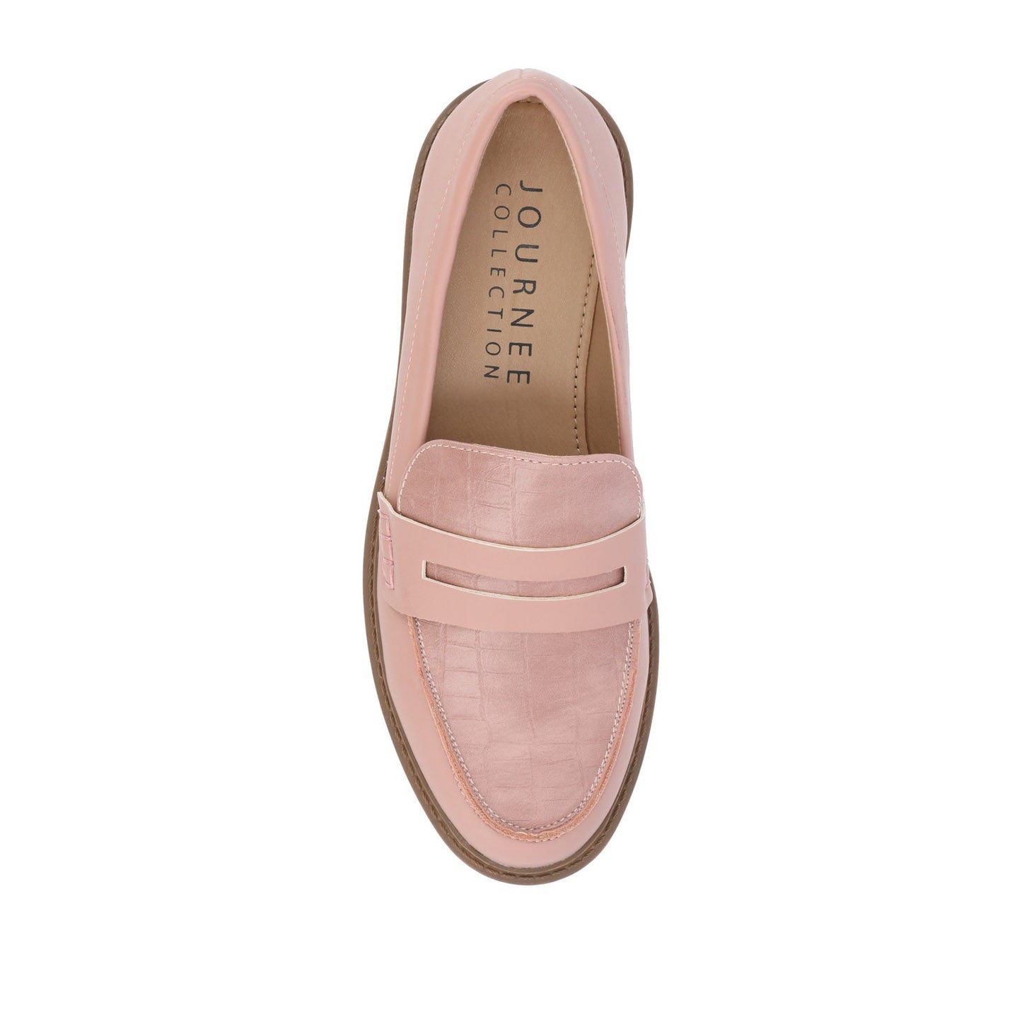 Journee KENLY VEGAN LEATHER LOAFER FLATS IN WIDE - Blush PU